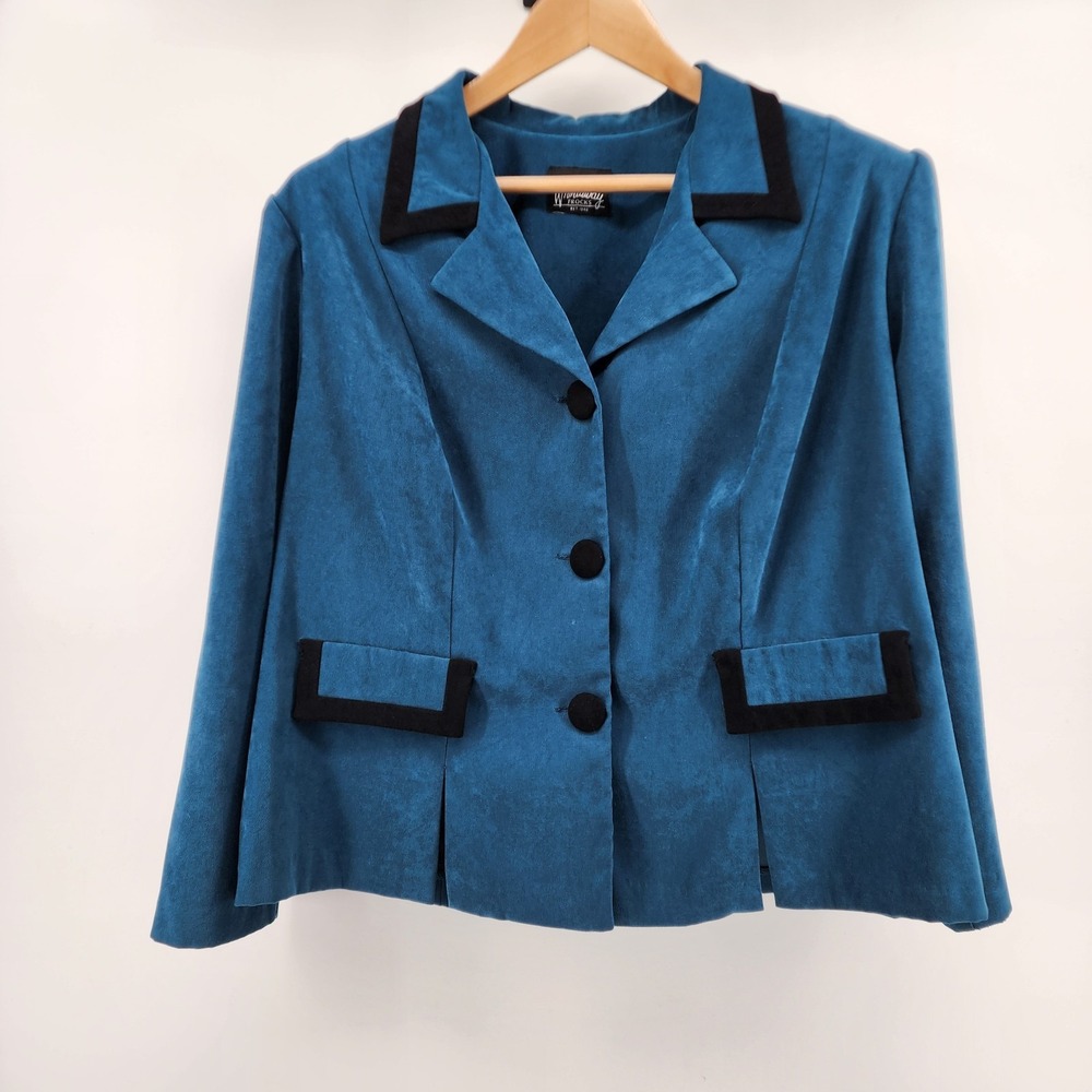 Whirlaway Frocks Blazer Womens Size M/L VTG 80s‎ 90s Golden Girls Style Teal